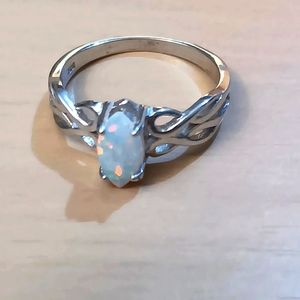 Sterling Silver 925 Celtic Ring, Celtic Ring, Scottish Ring, Bohemian Opal Ring